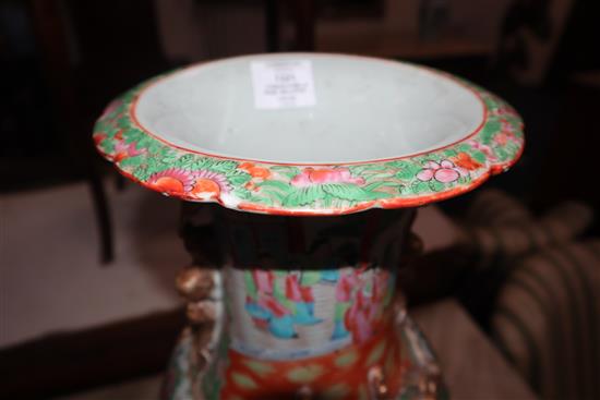 A 19th century Chinese famille rose baluster vase (chip to rim)